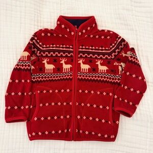 Uniqlo Reindeer Fair Isle zip up fleece cardigan
